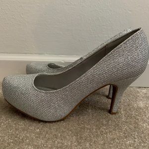 Silver sparkly heels